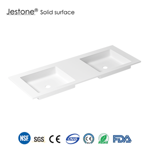 Encimera <span class=keywords><strong>de</strong></span> Baño Integrada <span class=keywords><strong>de</strong></span> Superficie Sólida <span class=keywords><strong>de</strong></span> Acrílico Doble con Lavabos, Resistente al Agua, Ecológica, Fácil Instalación para <span class=keywords><strong>Contratistas</strong></span> - Product Image 2