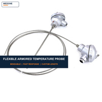 Sonde thermocouple blindée flexible de type K et capteur PT100 RTD WEDONE avec sonde pliable, diamètre, longueur, filetage et fixation personnalisés