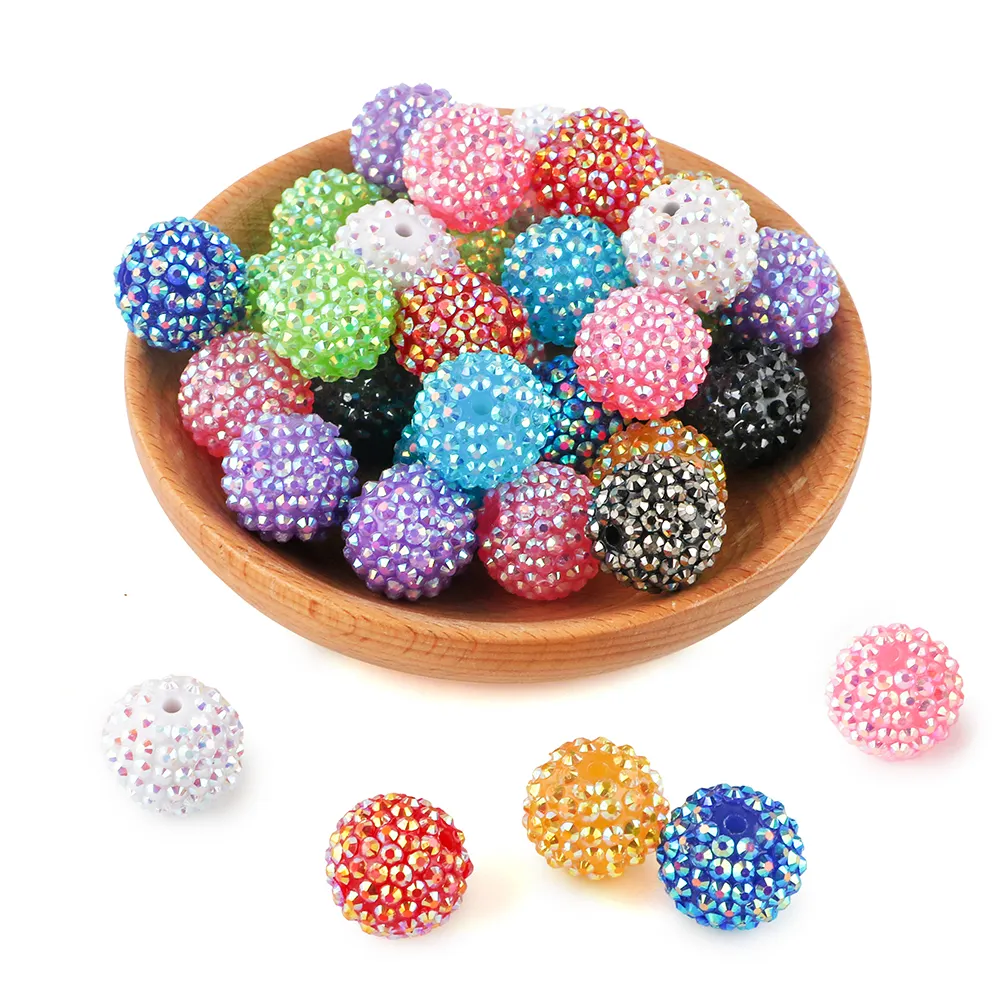 20mm Mix DIY Rhinestone beads Disco chunky gumball beads kids Acrylic Shiny bubblegum beads For Pen Necklace Jewelry Making