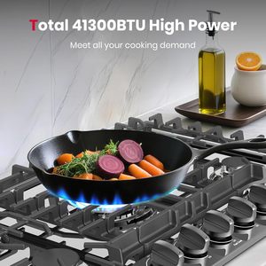Table de cuisson au gaz propane <span class=keywords><strong>GASLAND</strong></span> 30 pouces noire à 5 brûleurs, allumage automatique, protection par thermocouple, surface émaillée, encastrable/à brancher - Product Image 2