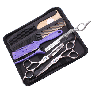 Ensemble de ciseaux de barbier, kit complet de coiffure, acier japonais, ciseaux droits, ciseaux à effiler, peigne, outils multiples, usage en salon et à domicile, 1011KC - Product Image 4