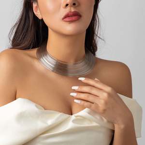 Gargantilla de alambre de Metal multicapa exagerada para mujer Punk ajustable brazalete abierto cadena joyería Steampunk - Product Image 5