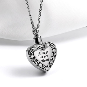 Kalung besi tahan karat desainer Vintage kalung kremasi hewan peliharaan kalung hati pasangan modis perhiasan wanita - Product Image 5