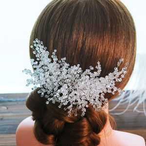 مشط شعر جديد للعروس بتصميم زهور، عصابة رأس للزفاف، إكسسوارات شعر كريستال لؤلؤية للعروس - Product Image 1