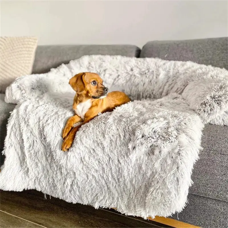 Caliente extraíble cremallera larga felpa suave sofá cama para perros al por mayor cojín moderno sofá cama para perros