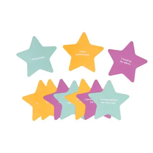 Empowering Kids Affirmation Cards Printing Personalized Star Shape Waterproof Shower Game Card