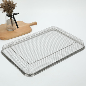 Stainless Steel BBQ Wire <b>Mesh</b> Basket Rectangle With Cooking Grate <b>For</b> Outdoor <b>Grilling</b> Vegetables And Meat - Product Image 1