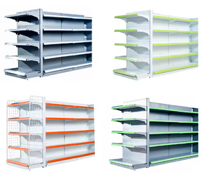 Étagère de supermarché en métal légère en forme de L, double face, norme américaine, avec étagères solides et panneau arrière - Product Image 4