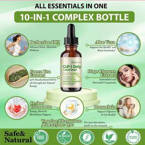 Vente en gros OEM Marque privée Extrait d'herbes naturelles 10 en 1 GLP-1 Gouttes liquides quotidiennes Compléments alimentaires pour la santé de l'intestin et du métabolisme - Product Image 2