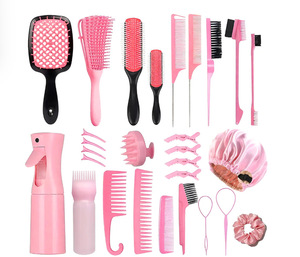 Ensemble de 27 brosses à <span class=keywords><strong>cheveux</strong></span> professionnelles, kit de peignes de coiffure avec vaporisateur continu, brosse de massage du cuir chevelu pour le salon - Product Image 4