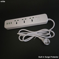 Multiprise 10A 2500W avec indicateurs, interrupteurs, protection enfant, 3 ports USB et 3 prises