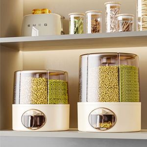Wholesale Moisture-Proof 6-Grid Rotating Food Kitchen Rice Container Dispenser <b>Cereal</b> <b>Box</b> for Grain Storage - Product Image 3