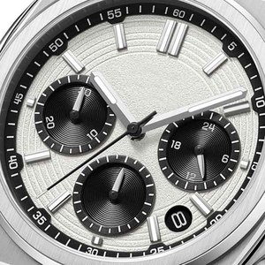 Reloj de Hombre de 42MM con Cronógrafo de Cuarzo, Cristal de Zafiro, Esfera Secundaria de Turbina Semiplateada y Correa de Acero Inoxidable - Product Image 3