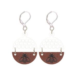 Pendientes acrílicos Vintage Luna Estrella de madera Estampado de miel Pendientes colgantes acrílicos ahuecados para mujeres Uionen 836 - Product Image 6