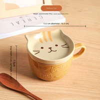 Mug en céramique gaufré mignon avec couvercle, motifs Shiba Inu, chat et hérisson, design attrayant, pour café, lait et petit-déjeuner, en stock