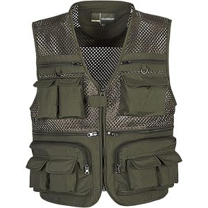 Chaleco de malla de secado rápido para hombre FOXA con múltiples bolsillos para pesca, senderismo, viajes y fotografía - Product Image 1