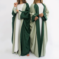 Sharut Großhandel Dubai Islamische EID Bescheidene Abayas Kimono Muslimische Damenkleider Beidseitig Tragbar Wendbare Leinen-Offene Abaya