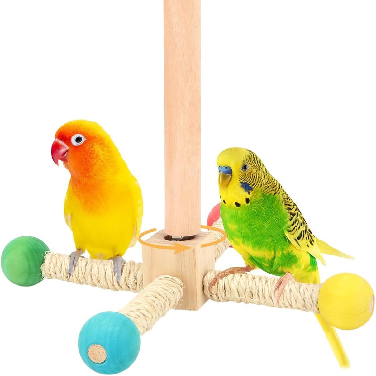 bird perch toy practical rotating enrichment wooden