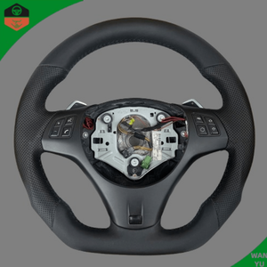 Volante de Cuero Completo con Calefacción y Vibración para <span class=keywords><strong>BMW</strong></span> Serie <span class=keywords><strong>E</strong></span>, Compatible con E90 E60 E46 E92 M3 E87 E39 X5 E70 X6 E71 E82 E93 E36 E91 - Product Image 1