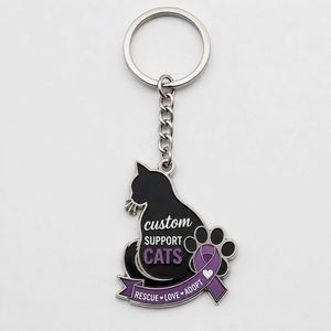 Porte-clés personnalisés en gros pour chats, porte-clés de sensibilisation au sauvetage des chats, porte-clés souvenir pour organisation caritative de protection animale - Product Image 1