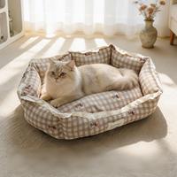 Lit pour animaux de compagnie PKY pour chiens et chats de petite et moyenne taille, coussin de couchage en coton PP doublé de velours d'hiver, motif de dessin animé, canapé-lit