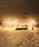 Enseigne néon « Happily Ever After » Lumière LED Art Décoratif pour fiançailles, mariage, anniversaire, décoration murale de chambre à coucher, fête romantique à la maison