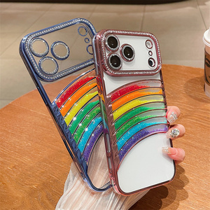 Cover per Cellulare in TPU Elettroplaccato con Effetto Sabbie Mobili Trasparente e Liquido Fluente Arcobaleno per iPhone 17 Air 16 15 14 13 12 Pro Max - Product Image 2