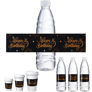 Étiquettes personnalisées pour bouteilles, 30 pièces, noir et or, imperméables, pour décorations de fête d'<span class=keywords><strong>anniversaire</strong></span>, vente en gros, directement de l'usine - Product Image 1