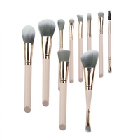JLY OEM Nouveau Set de Pinceaux de Maquillage Professionnels pour le Visage, Manches Mat Nude et Poils Gris, 12 Pièces, Haute Qualité