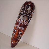 Masques en bois Tailai, sculptures faciales, pièces d'art sculptées à la main avec un look vintage chic, avec des motifs de hibou et tribaux