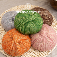 Fil à tricoter et à crocheter DIY pour écharpes et châles, en mohair à poils longs, fantaisie, moelleux, pailleté et métallique