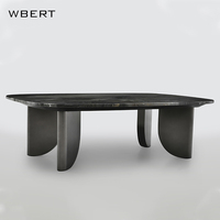 WBERT Table basse nordique en bois massif avec thé en marbre Design extraterrestre créatif Lumière italienne Luxe Style moderne Maison Réunion Ciment