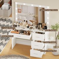 Coiffeuse moderne minimaliste écologique 2025 avec miroir LED et tiroirs, design panneau, pour chambre à coucher domestique