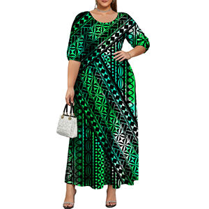 Últimos Vestidos Casuales Maxi sin Cuello Puletasi Tribales Polinesios de Tonga y Samoa para Mujer Tallas Grandes - Product Image 3