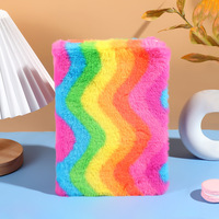 Carnet à Couverture Peluche Colorée en Promotion – Journal à Rayures Arc-en-ciel Doux et Moelleux pour Prendre des Notes, Idéal pour l'École et les Cadeaux d'Anniversaire