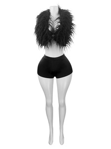 Conjunto de Dos Piezas Casual de Verano para Mujer, Pantalones Cortos Sexys con Tirantes en el Cuello, Ajustados hasta la Rodilla, de Tela Sólida para Discotecas - Product Image 5