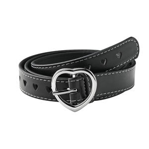 <span class=keywords><strong>Ceinture</strong></span> tendance pour femme avec boucle en alliage en forme de cœur et design décoratif ajouré à trous intégrés - Product Image 1