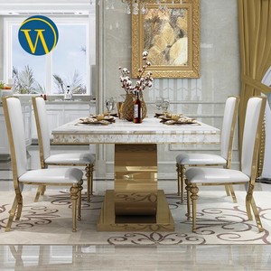 Tavolo da pranzo 6 posti lusso oro grigio marmo grigio per 6 persone - Product Image 6