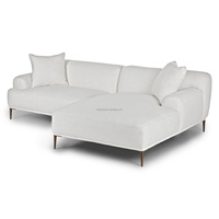 Magnifique canapé sectionnel moderne en lin américain, avec chaise longue à droite, canapé modulaire, suite de salon de luxe avec pieds en métal