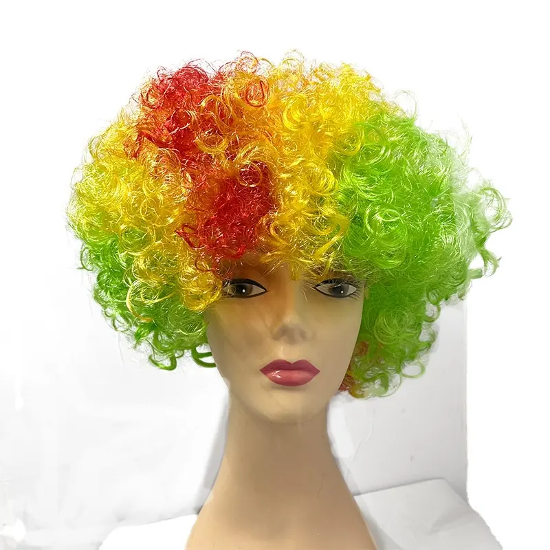 Colorido Cabelo Peruca Palhaço cabeça explosiva encaracolado bola de cabelo palhaço Hippy Futebol Fãs Perucas Festa Traje Cosplay