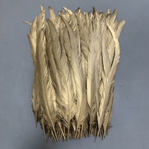 Piume di <span class=keywords><strong>gallo</strong></span> colorate da 35-40 cm, effetto oro spray, per artigianato, carnevali, <span class=keywords><strong>costumi</strong></span> - Product Image 1