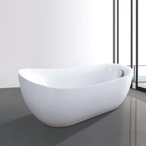 Baignoire autoportante moderne en acrylique blanc avec drain - Product Image 5