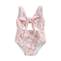Maillot de bain d'été pour bébé fille, marque privée, maillot de bain sans manches imprimé creux, bikini, barboteuse pour bébé, 1 pièce
