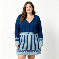 Ensembles de tricots personnalisés pour femmes, nouveau design, robe mini sans manches en tricot torsadé rayé, cardigan à col en V à simple boutonnage