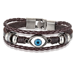 Bracelet en cuir multicouches pour homme, accessoires de bijouterie, Design mauvais œil, 2019 - Product Image 2