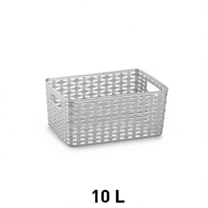 Panier en rotin CESTA N3 argenté 10L, rangement rectangulaire en plastique 33x22CM, style simple - Product Image 3