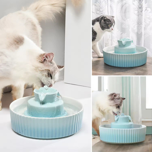 Fontaine à eau pour chat en céramique 2,1 L, abreuvoir automatique pour animaux de compagnie avec distributeur en porcelaine rechargeable - Product Image 6