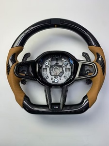 Volante de Fibra de Carbono Personalizado para BMW Serie M, con Palanca de Cambios de Cuero Perforado Color Bronceado, Volante Deportivo M Personalizado - Product Image 4