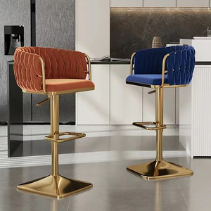 <span class=keywords><strong>Tabouret</strong></span> de bar en velours de luxe-Hauteur réglable et sièges élégants - Product Image 4