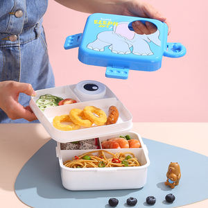 Cartone animato contenitore per alimenti per bambini PP plastica <span class=keywords><strong>Bento</strong></span> Lunch Box scuola bambini Tiffin Box 2 strati di plastica scatola per il pranzo per la scuola del bambino - Product Image 3